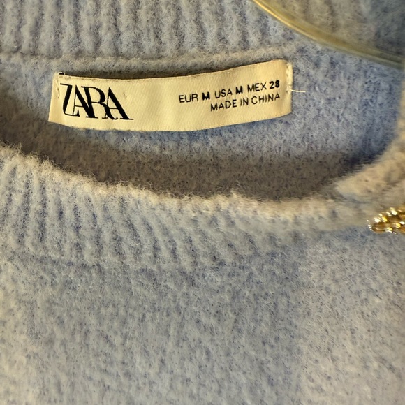 Zara Sky Blue Knit Top with Button Detail - Picture 7 of 10